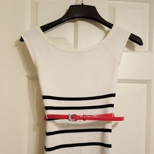 Bebe striped cap sleeve knit dress sz0